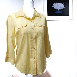 Karen Scott Yellow 3/4 Sleeves Blouses Size Small